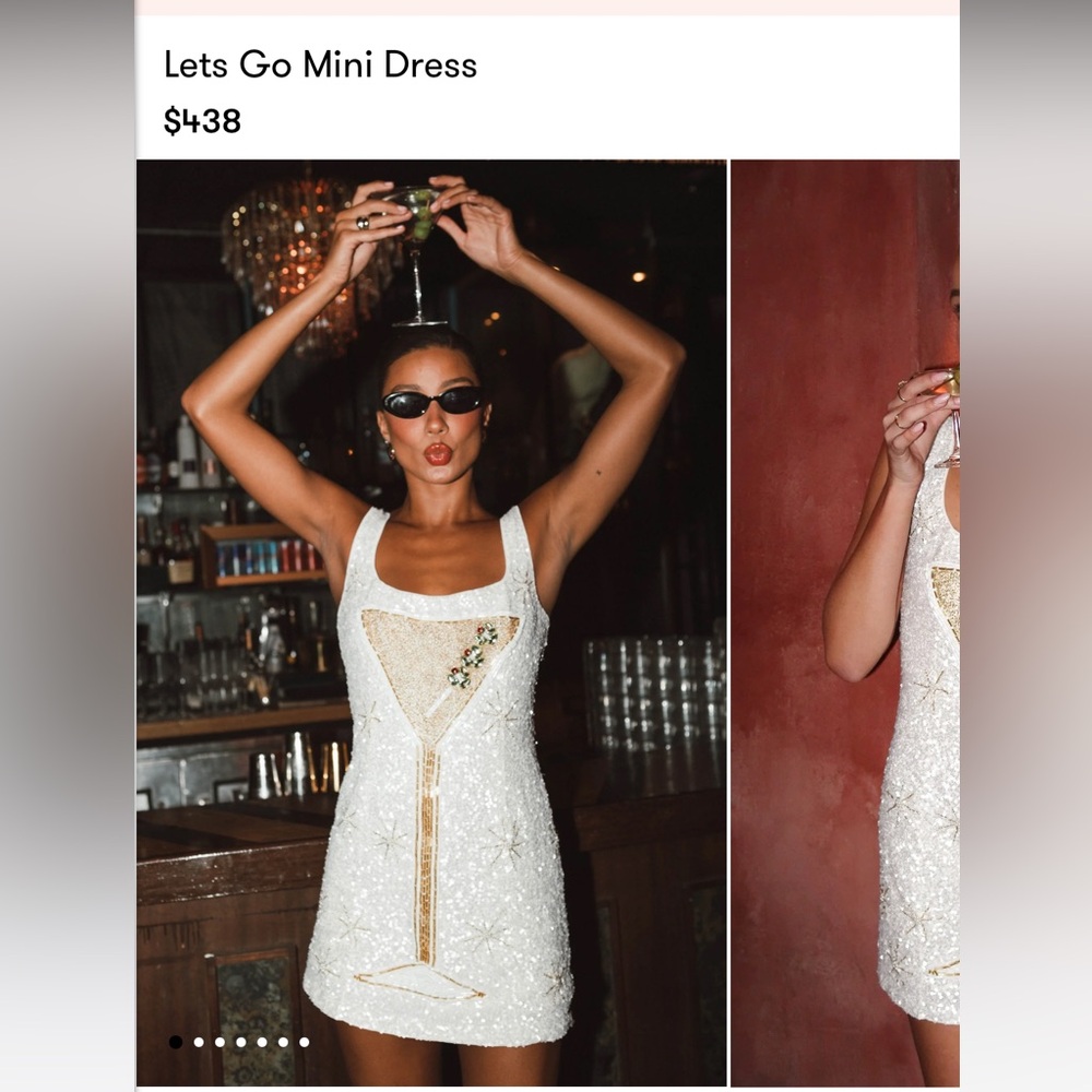 Show Me Your MuMu White Sequin Martini Mini Dress